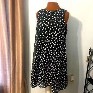 Sleeveless Lined Black & White Polka Dot summer Dress